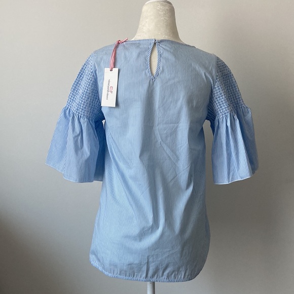 Vineyard Vines Woven Top Smocked Flu Hydrangea - Picture 5 of 7